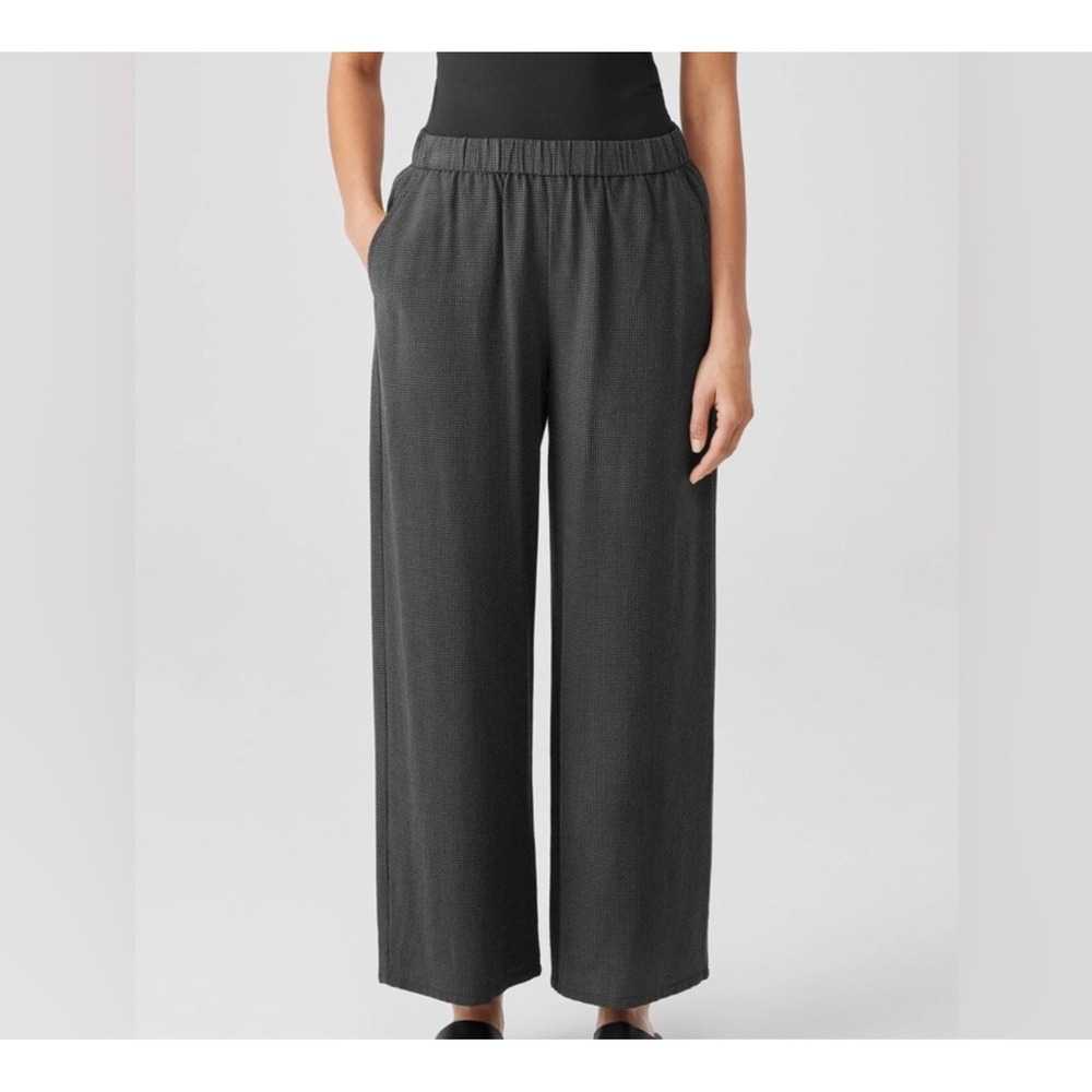Eileen Fisher Womens Grey Wide Leg Elastic‎ Waist Pants L / XL Oversized EUC